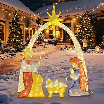 Illuminated Nativity Scene with 240 Warm White LEDs, Outdoor Christmas Set