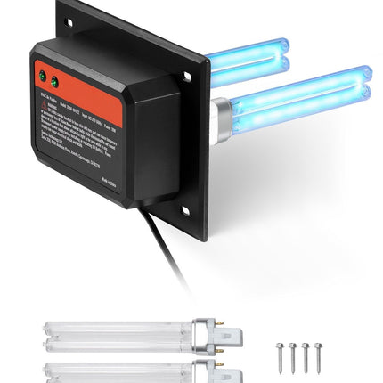In-Duct HVAC UV Light, 18W UVC, 254 nm, 2 Spare Bulbs, Whole House