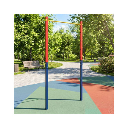 In-Ground Pull Up Bar Station with 5 Adjustable Heights, Red, 110 kg