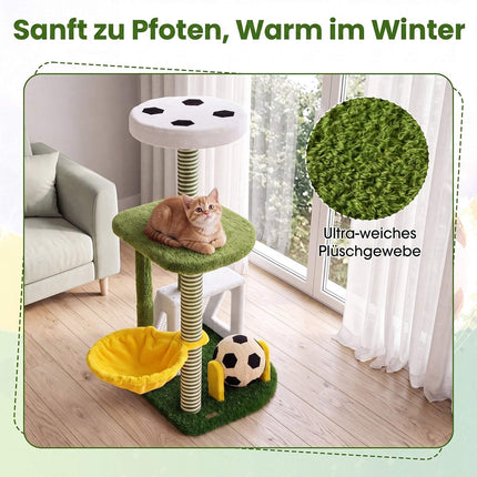 Indoor Cat Tree Tower with Perches and Hammock – Green