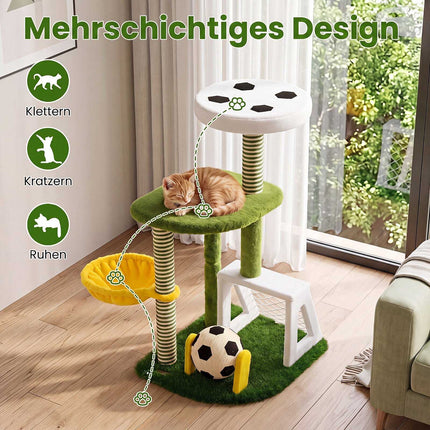 Indoor Cat Tree Tower with Perches and Hammock – Green