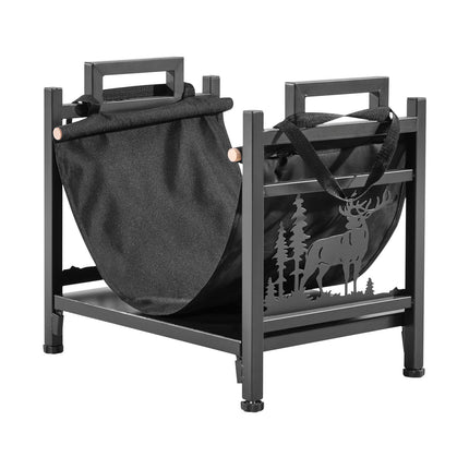 Indoor Firewood Rack 45cm, Canvas Carrier, 18kg
