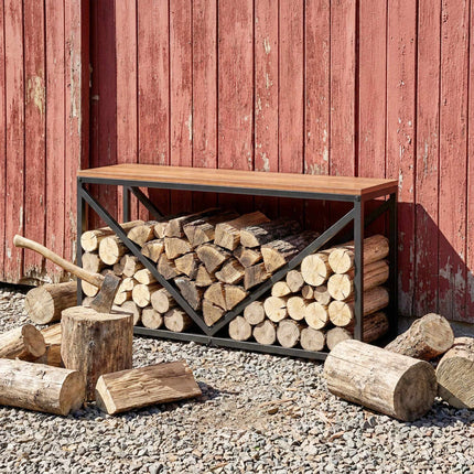 Indoor Firewood Rack & Side Table, 98 x 28 x 50 cm