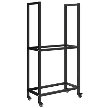 Vnitřní stojan na dřevo, ocel, 60x30x119 cm, 2patrový, černý
