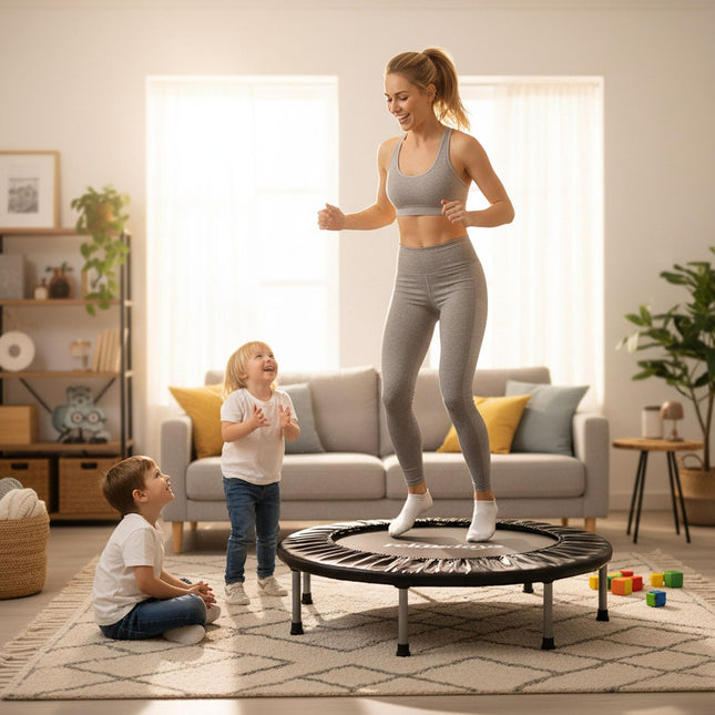 Fitness trampolína do interiéru, Ø95 cm, skládací, protiskluzová