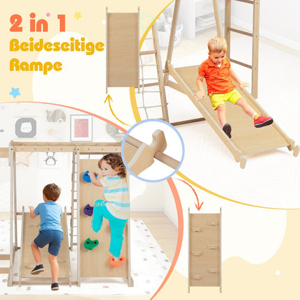 Indoor Jungle Gym Playground with Slide & Climbing Wall