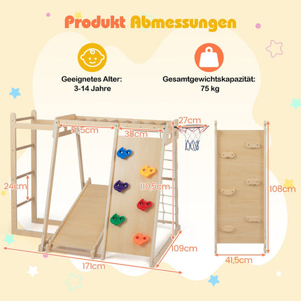 Indoor Jungle Gym Playground with Slide & Climbing Wall