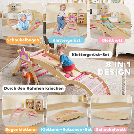 Vnitřní dětská prolézačka 8v1, princeznovský design, dřevo