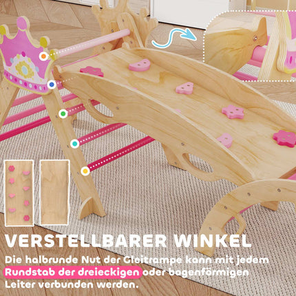 Vnitřní dětská prolézačka 8v1, princeznovský design, dřevo