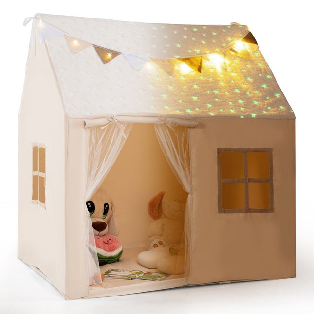 Indoor Kids Play Tent with Padded Mat & Star Lights