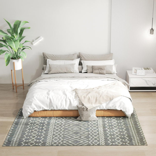 Koberec boho do interiéru i exteriéru, snadná údržba, šedý, 170x120 cm