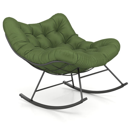 Indoor & Outdoor Oversized Papasan Rocking Chair, Green