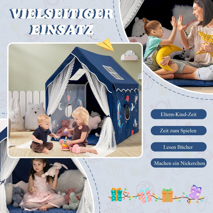 Indoor Play Tent with Mat, 121 x 105 x 137 cm, Blue