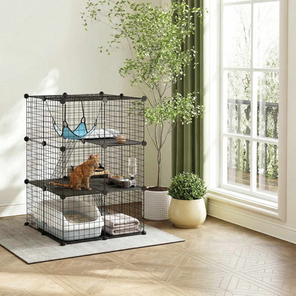 Indoor Steel Cat Cage, Customizable Design, 3 Doors