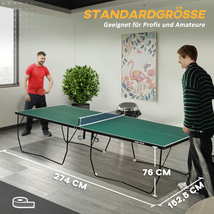 Skládací vnitřní stůl na stolní tenis s kolečky - zelená