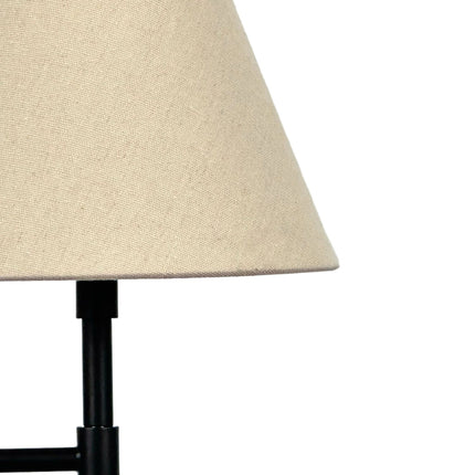 Vnitřní nástěnná lampa s černým držákem a lněným stínidlem