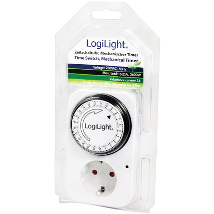 Vnitřní časovač 24h, mechanický, 16A