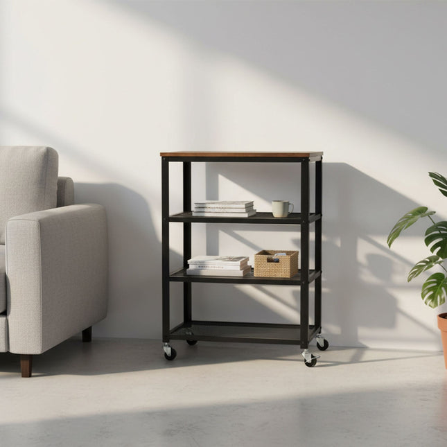 Industriële trolley met 4 schappen en wielen