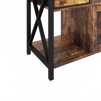 Industrial Black TV Stand with Storage, 140 cm