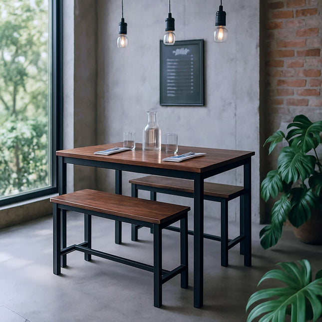 Industriální jídelní set, 2 lavice, úsporný design