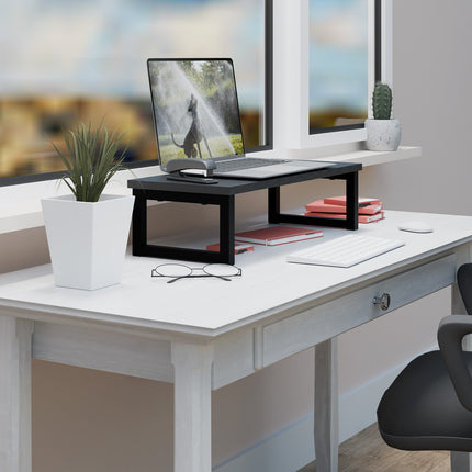Industriální podstavec pod monitor – ergonomické zvýšení stolu, černý
