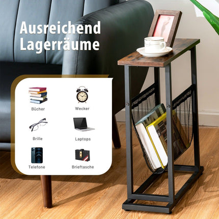 Industrial Narrow Side Table, 2-Tier, 48 x 18 x 54.5 cm, Brown/Black