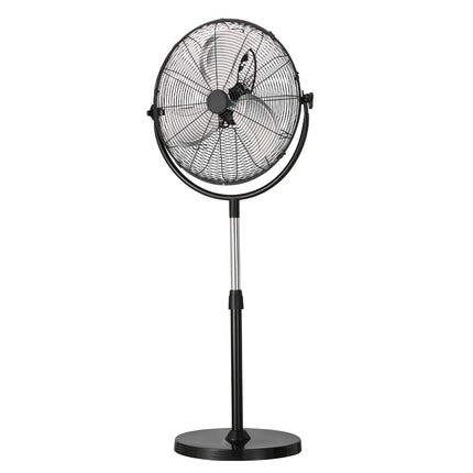 Industrial Pedestal Fan 18 Inch, Adjustable Height, 3-Speed, Black