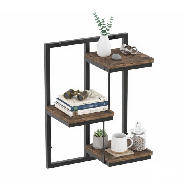 Industriële wandplank - Metaal met houteffect