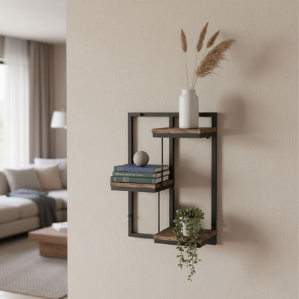 Industrial Wall Shelf – Metal and Wood-Effect
