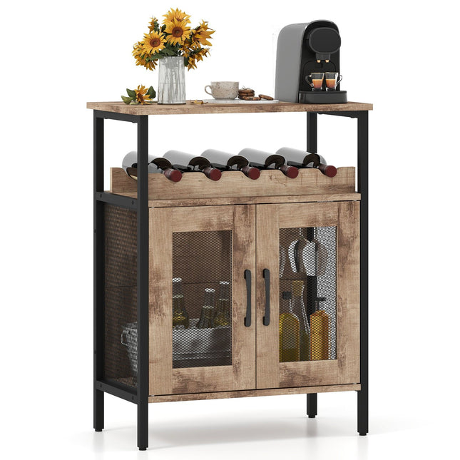 Industriální skříňka na víno s odnímatelným stojanem a držáky sklenic