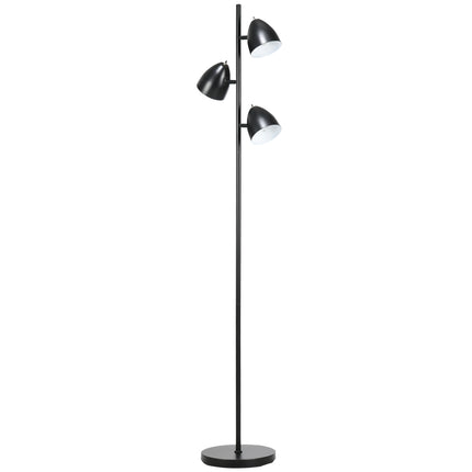 Industriální stojací lampa - nastavitelná ocelová stínidla, černá