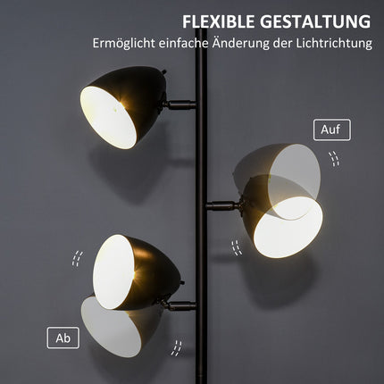 Industriální stojací lampa - nastavitelná ocelová stínidla, černá