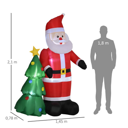 Nafukovací Santa Claus se stromkem a LED osvětlením, 210 cm, voděodolný