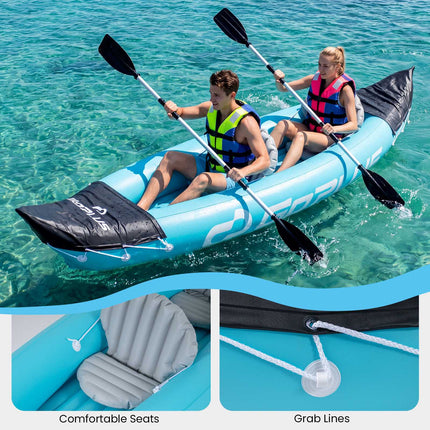Inflatable 2-Person Kayak with Aluminum Paddles, Blue PVC