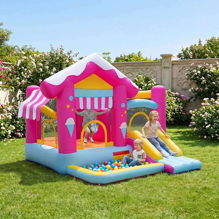 Inflatable Bouncy Castle with Slide & Ball Pit, 320x300x230 cm