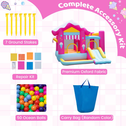 Inflatable Bouncy Castle with Slide & Ball Pit, 320x300x230 cm