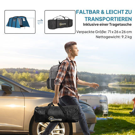 Nafukovací kempingový stan pro 3-6 osob, UV50+ odolný proti větru, 3 roční období