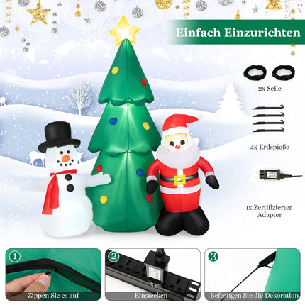 Nafukovací vánoční dekorace, 185 cm, LED set se Santou