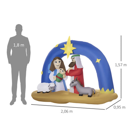 Nafukovací betlém - modro-hnědý LED oblouk, 157 cm