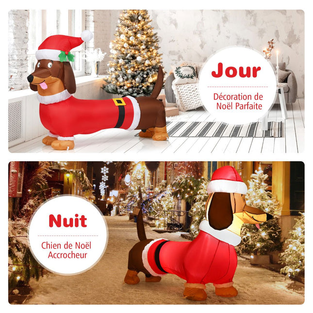 Aufblasbarer Weihnachts-Hund 160cm, selbstaufblasend mit Lichtern