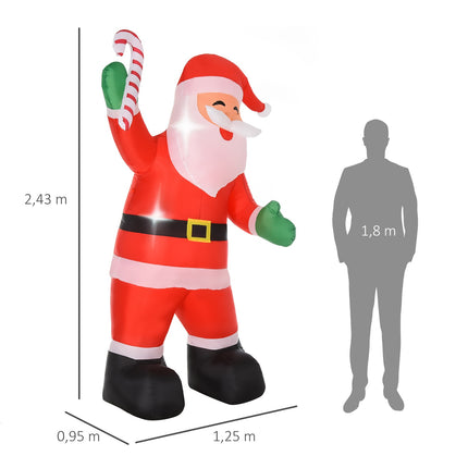 Nafukovací vánoční Santa s LED osvětlením, 243cm