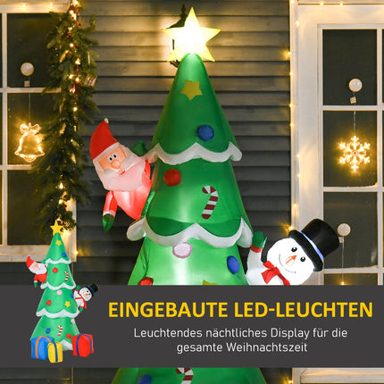 Inflatable 210cm Christmas tree with LED Santa and snowman