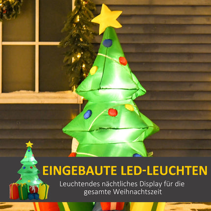 Nafukovací vánoční stromek s dárky, 1.5m, LED osvětlení
