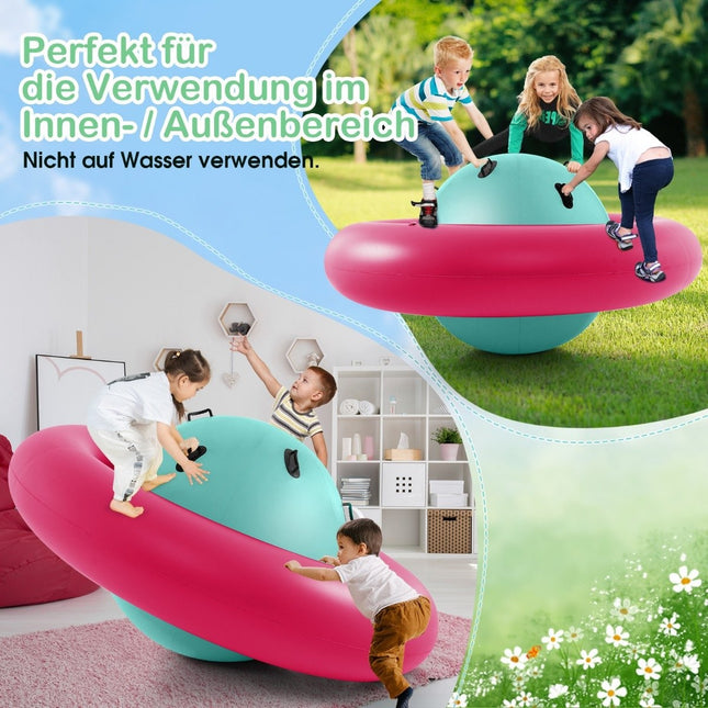 Nafukovací kopulová houpačka pro děti 88", kutálecí dětská houpačka, růžová + zelená