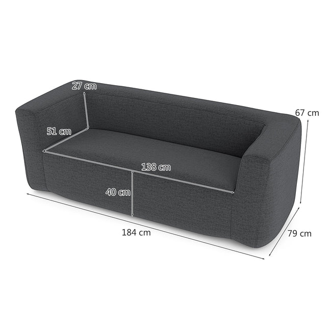 Inflatable Double Sofa with Removable Cover, Grey, 138cm