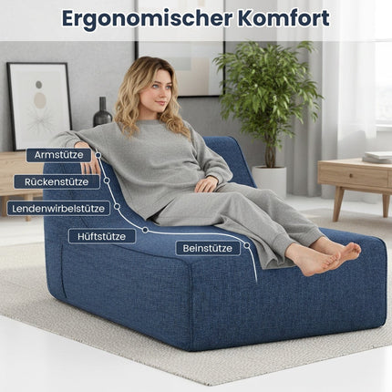 Nafukovací ergonomické relaxační křeslo se snímatelným potahem, modrá