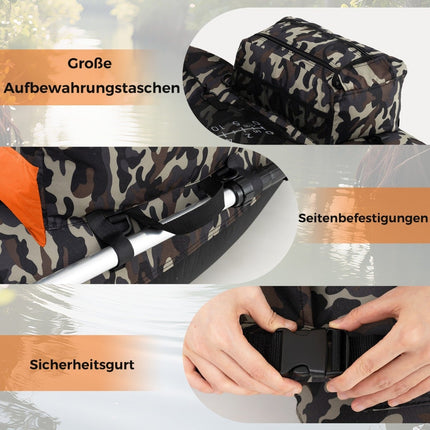 Inflatable Fishing Boat with Paddle & Rod Holder, 150kg Capacity