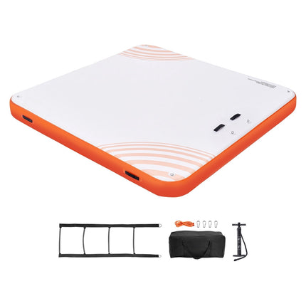 Inflatable Floating Dock 7 x 7 Ft, Non-Slip, Ladder