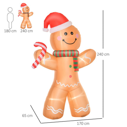 Nafukovací perníček se světly, 2.4M, odolný vůči počasí