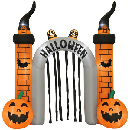 Nafukovací halloweenská brána, motiv dýní, LED osvětlení, kolíky